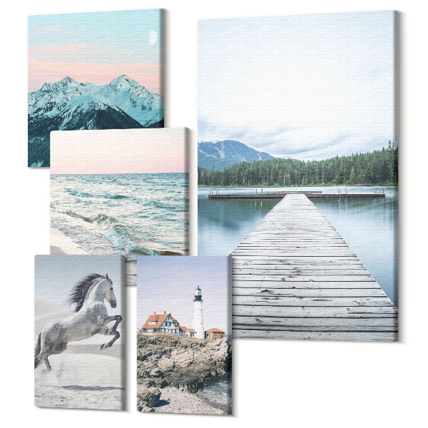 Sada 5 obrazov Príroda a krajina v harmonickom súbore dekorácií