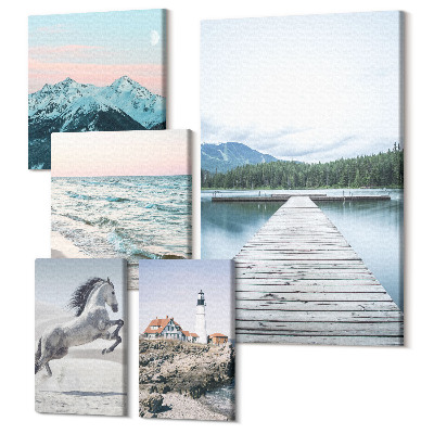 Sada 5 obrazov Príroda a krajina v harmonickom súbore dekorácií