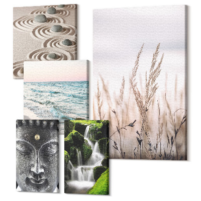 Sada obrazov pentaptych Relaxačná príroda, pokoj pri vode a harmónia zenu