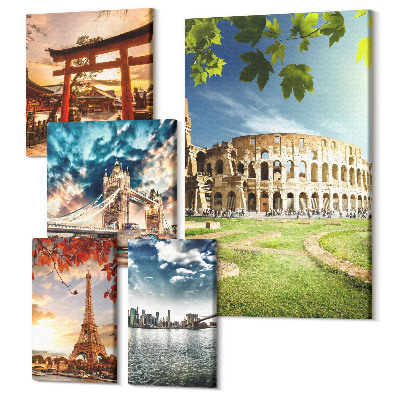 Sada obrazov na stenu pentaptych Architektonické ikony z celého sveta