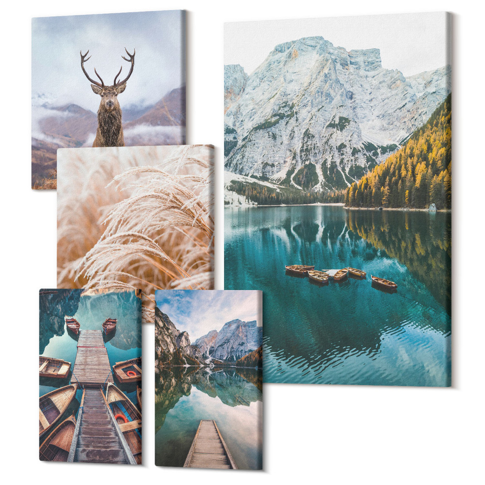 Sada obrazov na stenu pentaptych Horská krajina a prírodné krásy