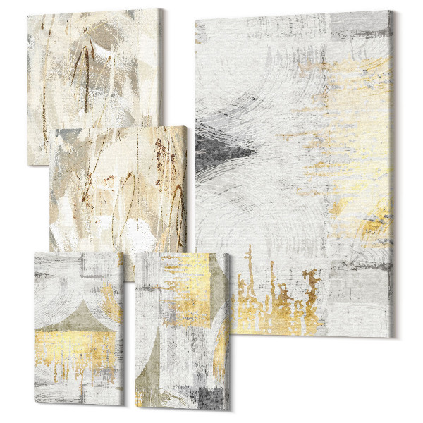 Sada 5 obrazov Štýlové abstraktné kompozície s geometrickými vzormi