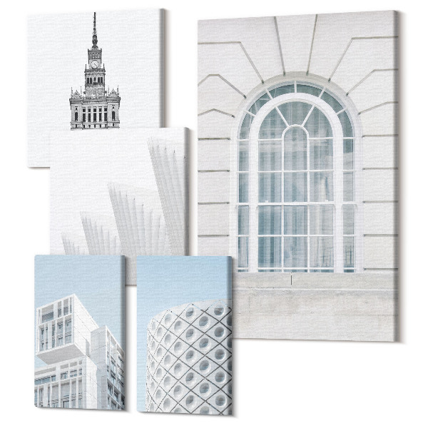 Sada 5 obrazov Moderná architektúra, minimalistické formy a línie