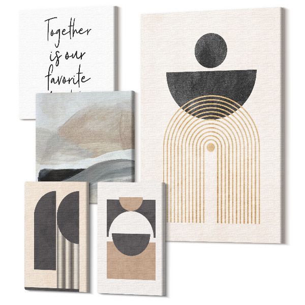 Sada 5 obrazov Abstraktné geometrické tvary inšpirované prírodou