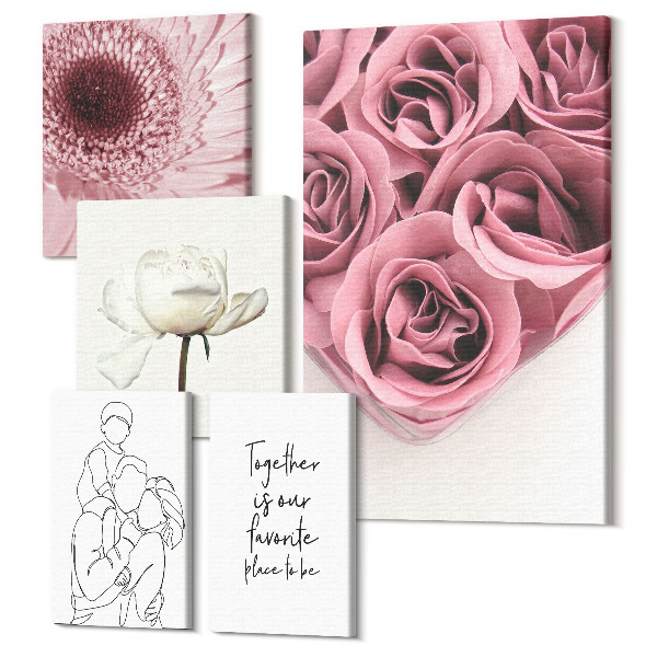 Sada obrazov pentaptych Kvetinové inšpirácie v romantickom boho štýle