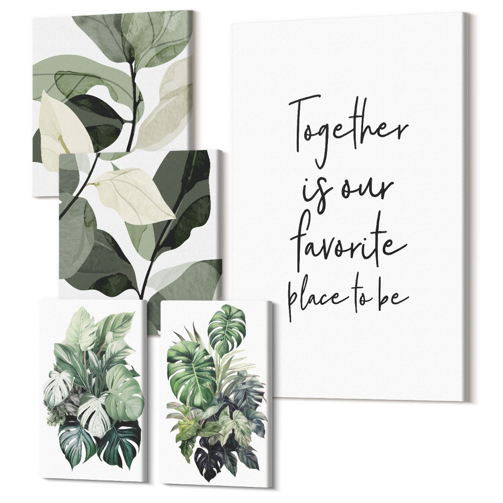 Sada 5 obrazov Rastlinné inšpirácie v modernom a minimalistickom štýle