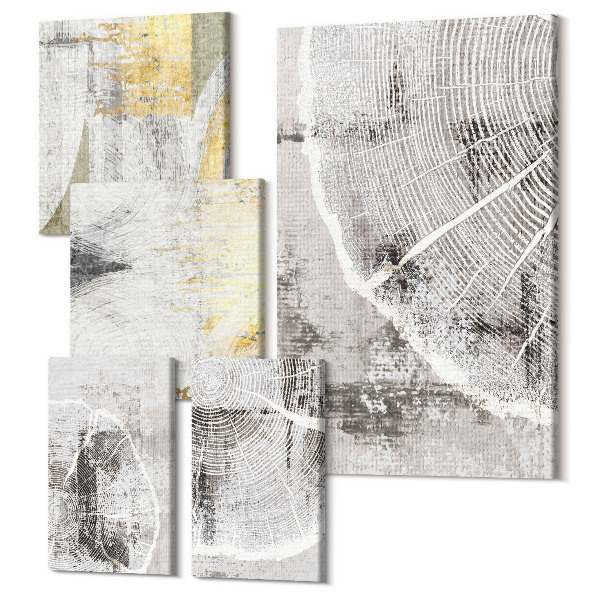 Sada obrazov na stenu pentaptych Abstraktné vzory a textúry v neutrálnych odtieňoch