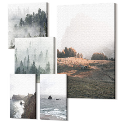 Sada 5 obrazov Prírodná horská krajina a výhľad na more