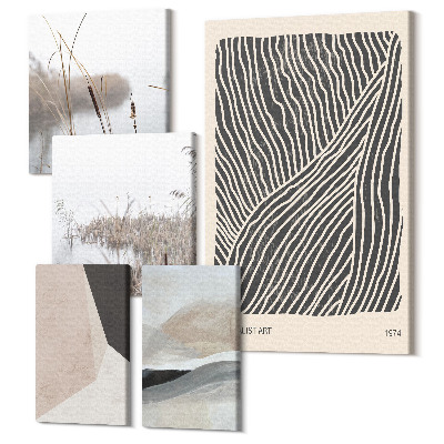 Sada 5 obrazov Minimalistické umenie s prírodou a abstraktnými motívmi