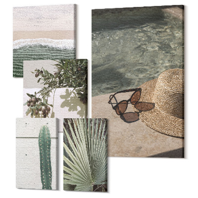Sada 5 obrazov Letné akcenty s vegetáciou a relaxom pri vode