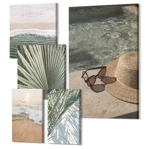 Sada 5 obrazov Štýlové dovolenkové motívy na oddych pri vode