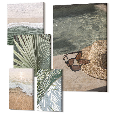 Sada 5 obrazov Štýlové dovolenkové motívy na oddych pri vode