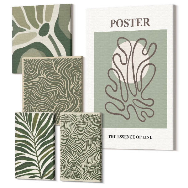 Sada obrazov na stenu pentaptych Abstraktné formy a rastlinné motívy v štýle boho