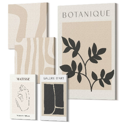 Sada 5 obrazov Štýlová grafika s rastlinnými motívmi a abstraktnými tvarmi