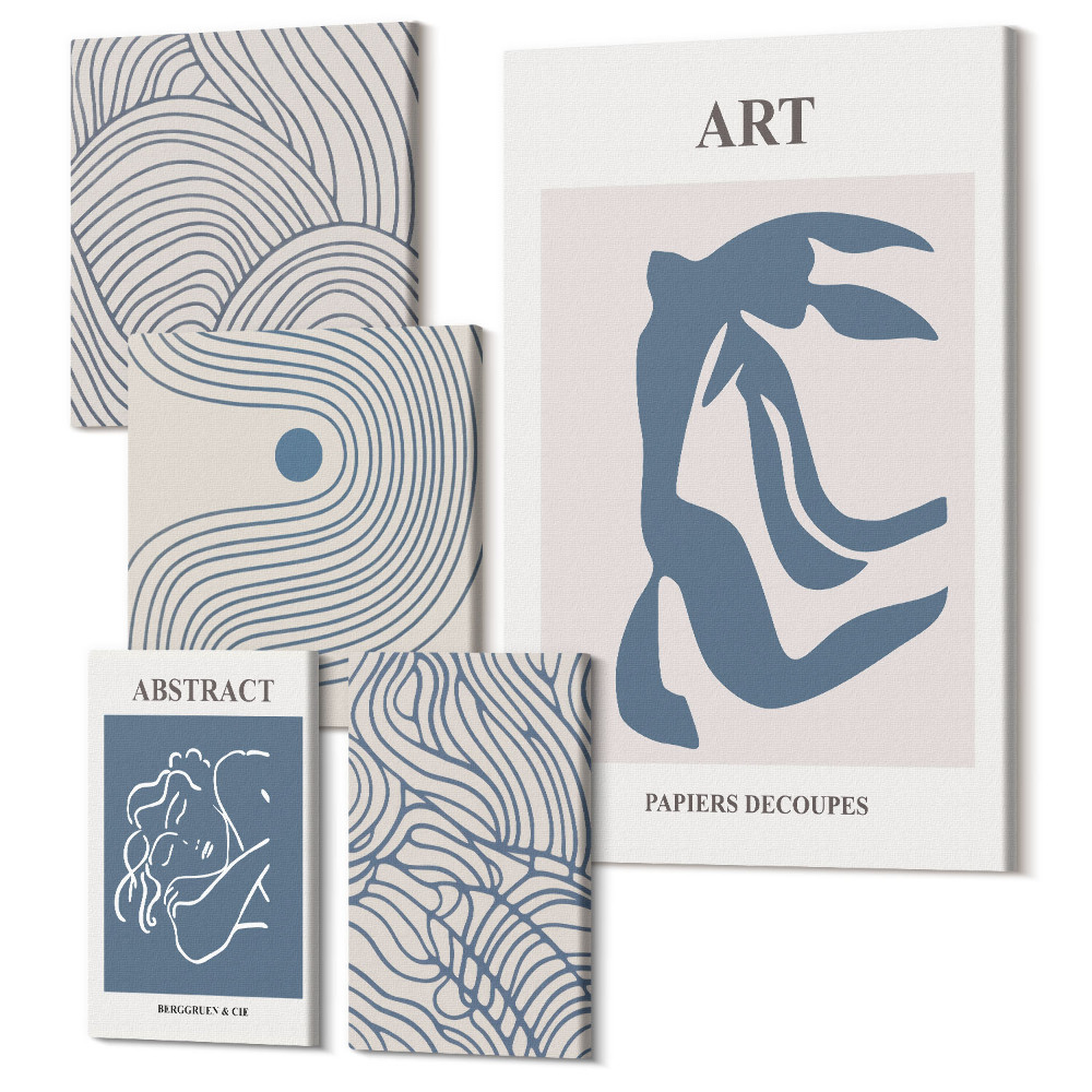 Sada 5 obrazov Abstraktné tvary a línie v modernom štýle