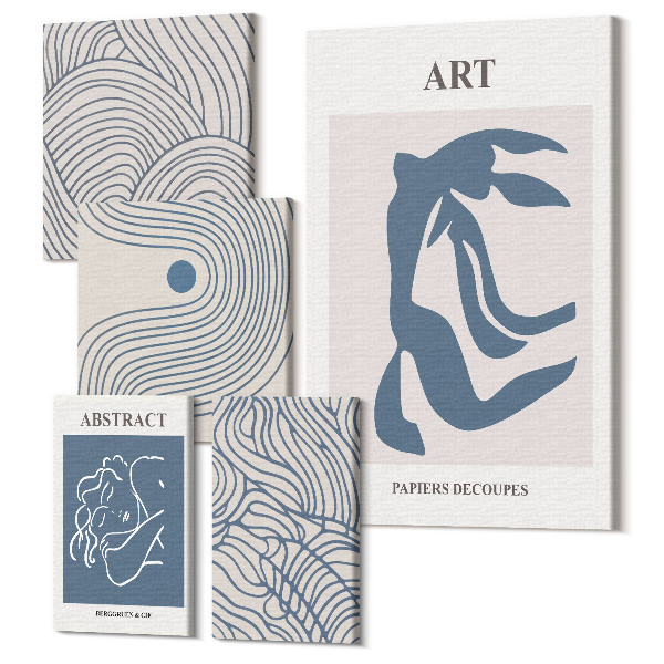 Sada 5 obrazov Abstraktné tvary a línie v modernom štýle