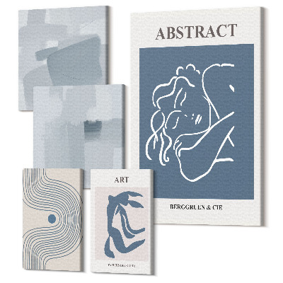 Sada obrazov pentaptych Štýlové abstrakcie a minimalistické umelecké kompozície