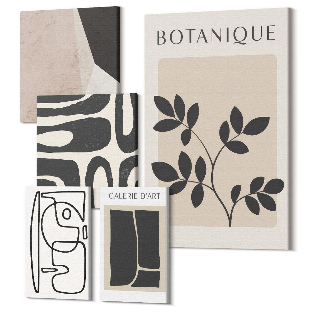 Sada 5 obrazov Štýlová grafika v minimalistickom dizajne s nádychom prírody