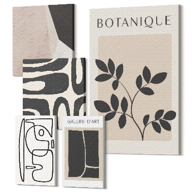 Sada 5 obrazov Štýlová grafika v minimalistickom dizajne s nádychom prírody