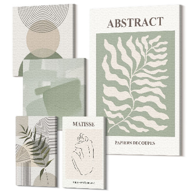 Sada 5 obrazov Štýlové abstraktné kompozície s rastlinnými motívmi