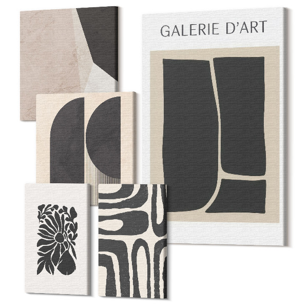 Sada obrazov pentaptych Štýlová grafika v odtieňoch minimalistických foriem a vzorov