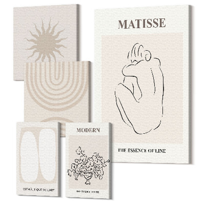 Sada obrazov na stenu pentaptych Minimalistické línie a abstraktné formy moderného umenia