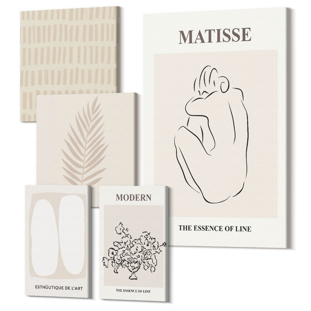 Sada 5 obrazov Minimalistický štýl, línie a tvary v modernom prevedení