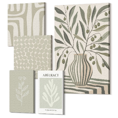 Sada obrazov pentaptych Rastlinné motívy v škandinávskom štýle s jemnými vzormi