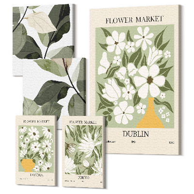 Sada obrazov pentaptych Kvetinové motívy z trhov v Londýne, Dubline a Tokiu