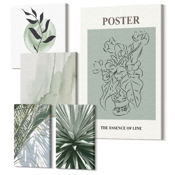 Sada 5 obrazov Rastlinné inšpirácie v jemných odtieňoch prírody