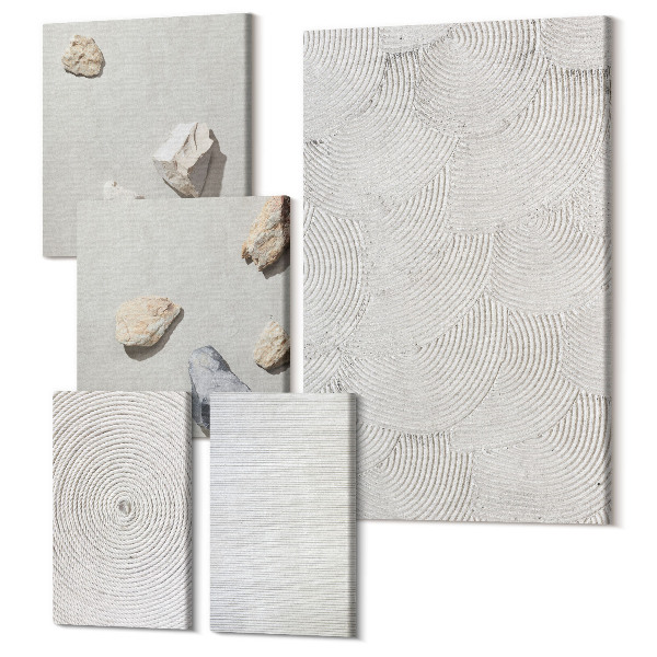 Sada obrazov pentaptych Geometrický kartón a kamene na piesku moderné vzory