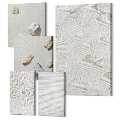 Sada obrazov pentaptych Geometrický kartón a kamene na piesku moderné vzory