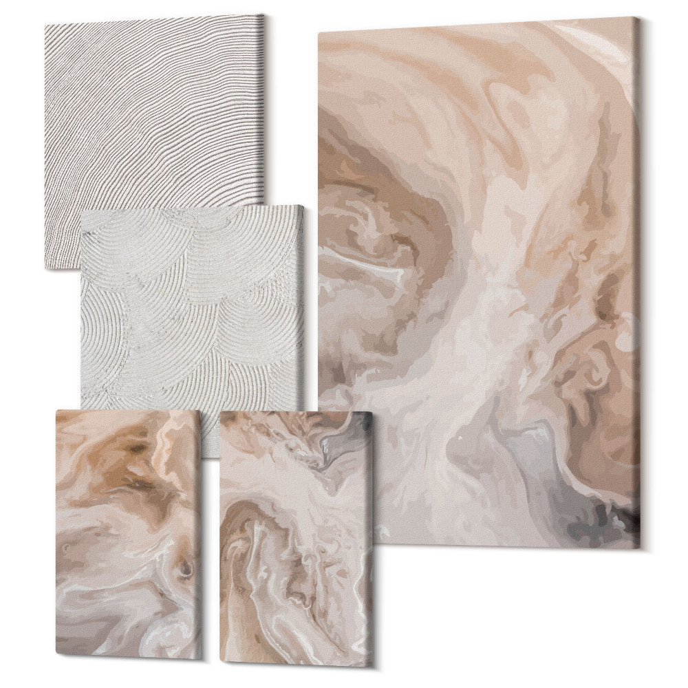 Sada obrazov na stenu pentaptych Mramorové abstraktné vzory kamenné textúry