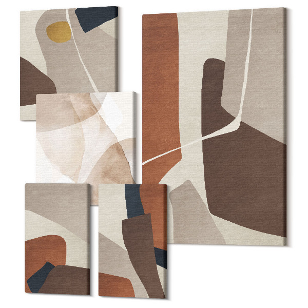 Sada 5 obrazov Abstrakcia štrukturálnych tvarov v modernom štýle