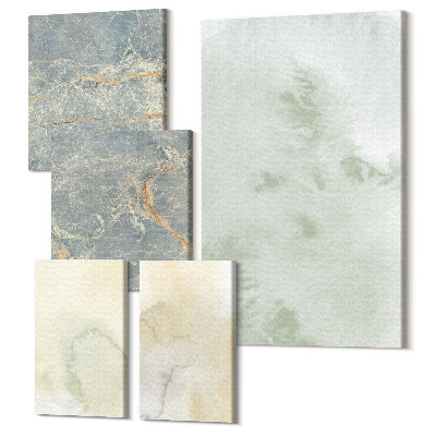 Sada obrazov pentaptych Pastelové akvarely na textúrach farieb na plátne