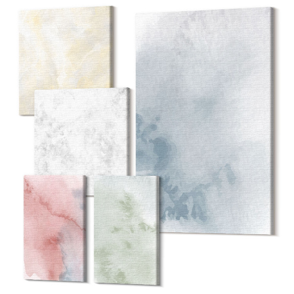 Sada obrazov na stenu pentaptych Pastelové štruktúry farebné akvarely na plátne