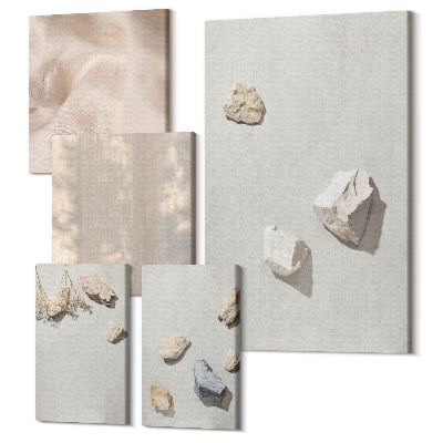 Sada 5 obrazov Boho beach stones minimalistické dekorácie