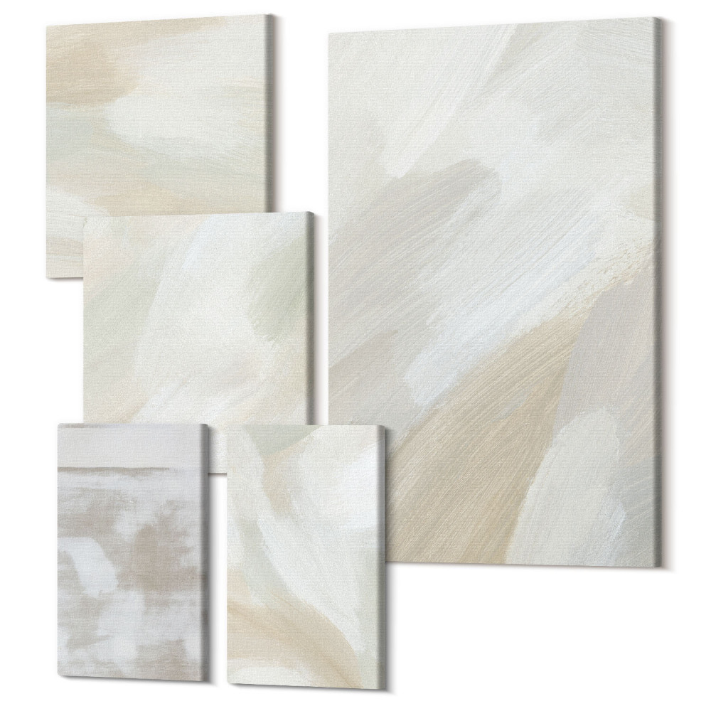 Sada obrazov na stenu pentaptych Štetcom ťahá abstraktnú farbu na plátne