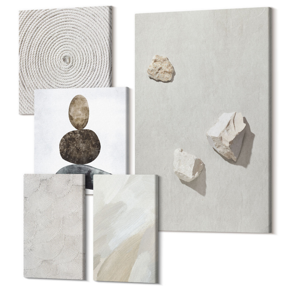 Sada 5 obrazov Piesok, kamene a moderné farby