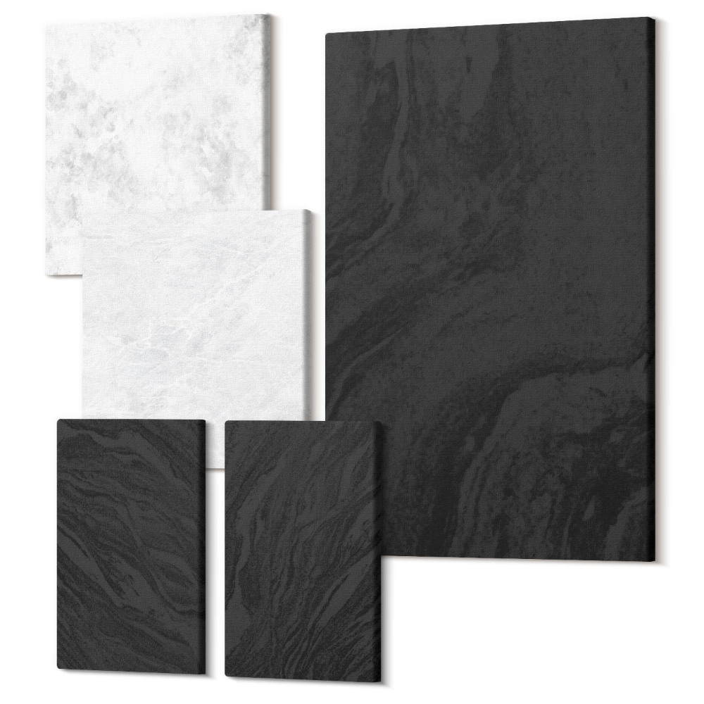 Sada obrazov na stenu pentaptych Tmavé a svetlé mramorové elegantné textúry v očarujúcom štýle