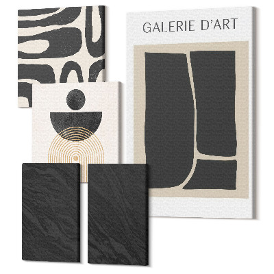 Sada obrazov pentaptych Abstraktné formy a tmavý mramor