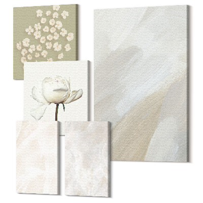 Sada 5 obrazov Kvety a trendové textúry jemného boho štýlu
