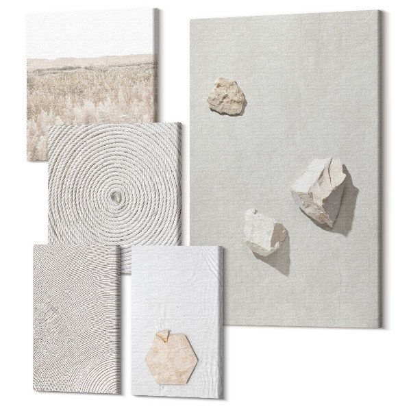 Sada obrazov na stenu pentaptych Ľahké textúry na piesku, jemný boho štýl