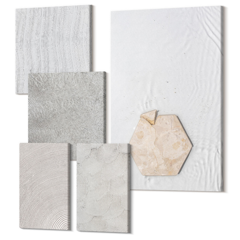 Sada 5 obrazov Ľahké textúry na piesku, jemný boho štýl