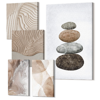 Sada obrazov pentaptych Abstraktné tvary maľované štruktúry v pastelových farbách