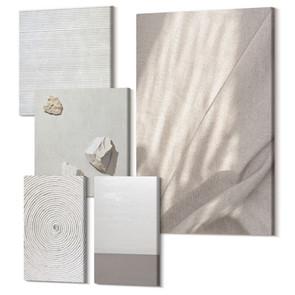 Sada obrazov na stenu pentaptych Jemné prírodné textúry v štýle boho