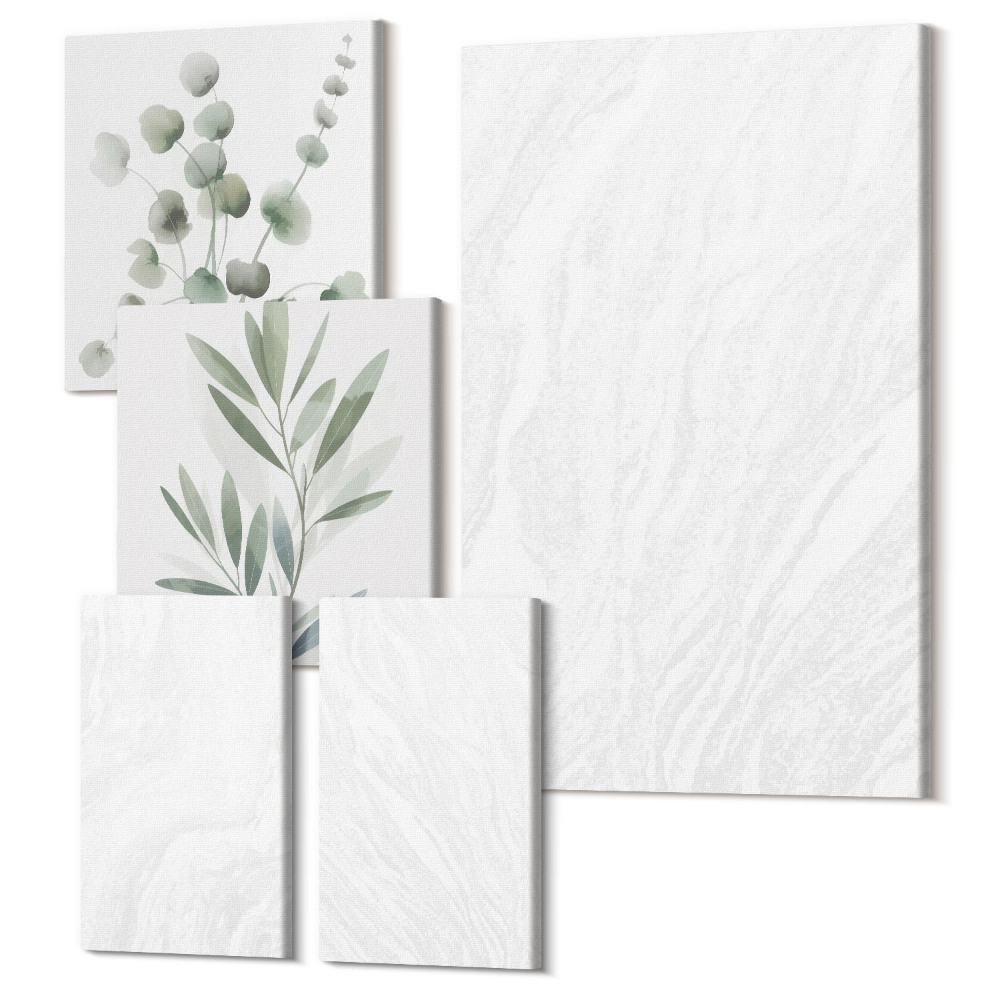 Sada 5 obrazov Elegantná mramorová lineárna kamenná štruktúra pastelové vetvy