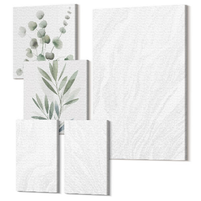 Sada 5 obrazov Elegantná mramorová lineárna kamenná štruktúra pastelové vetvy