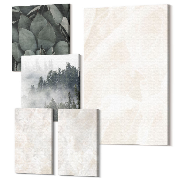 Sada 5 obrazov Kamenné pastelové štruktúry z bieleho mramoru