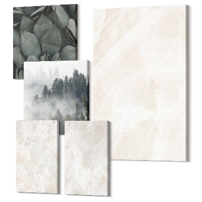 Sada 5 obrazov Kamenné pastelové štruktúry z bieleho mramoru